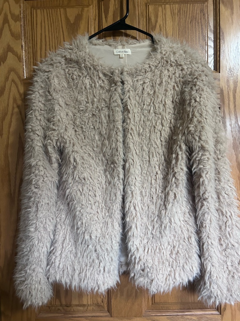 Cozy Faux Fur Jacket in Light Taupe by Cotton Blue